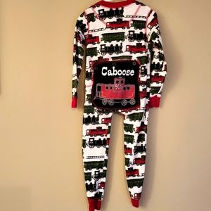 Lazy One snug fitting train print footless sleeper/footie